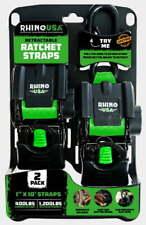 Rhino USA 1in x 10ft Retractable Ratchet Straps, 2 Pack
